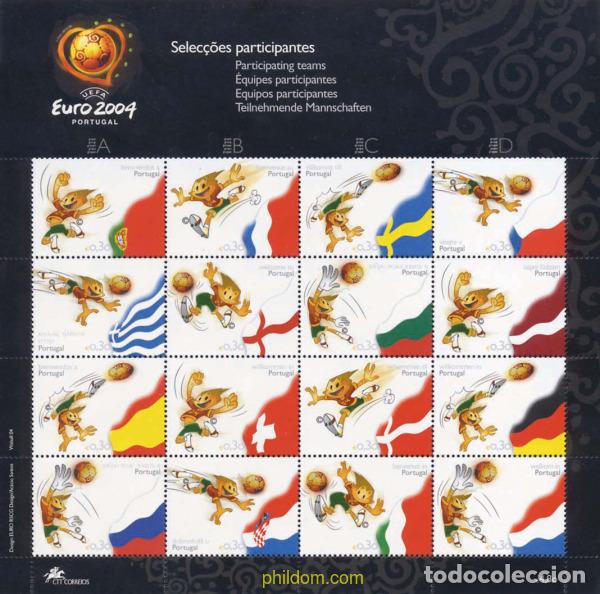 Sellos: 139277 MNH PORTUGAL 2004 EUROCOPA DE FUTBOL. PORTUGAL 2004