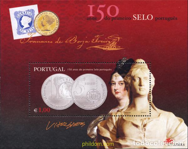 Sellos: 141124 MNH PORTUGAL 2003 150 ANIVERSARIO DEL PRIMER SELLO