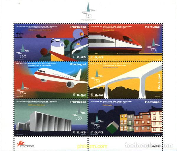 Sellos: 141114 MNH PORTUGAL 2002 150 ANIVERSARIO DEL MINISTERIO DE TRABAJO, DE TRANSPORTES Y DE VIVIENDA