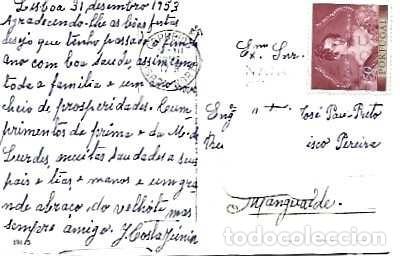Sellos: Portugal y Marcofilia, Natal, Grabado, Lisboa a Mangualde 1953 (35780)