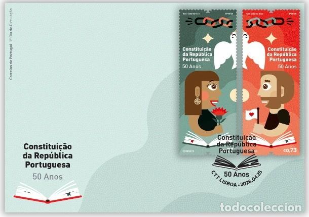 Sellos: Portugal & FDC 50 a&ntilde;os de la Constituci&oacute;n de la Rep&uacute;blica Portuguesa 2026 (6666133)