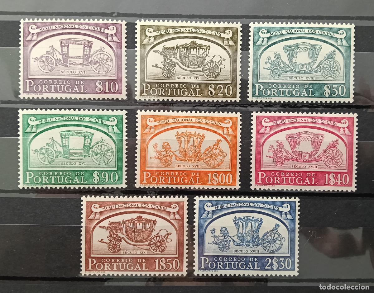 Sellos: PORTUGAL 1952 Museo Coches Lisboa MNH** / MH* Nuevo sin y 1 valor con se&ntilde;al Afinsa 741 - 748