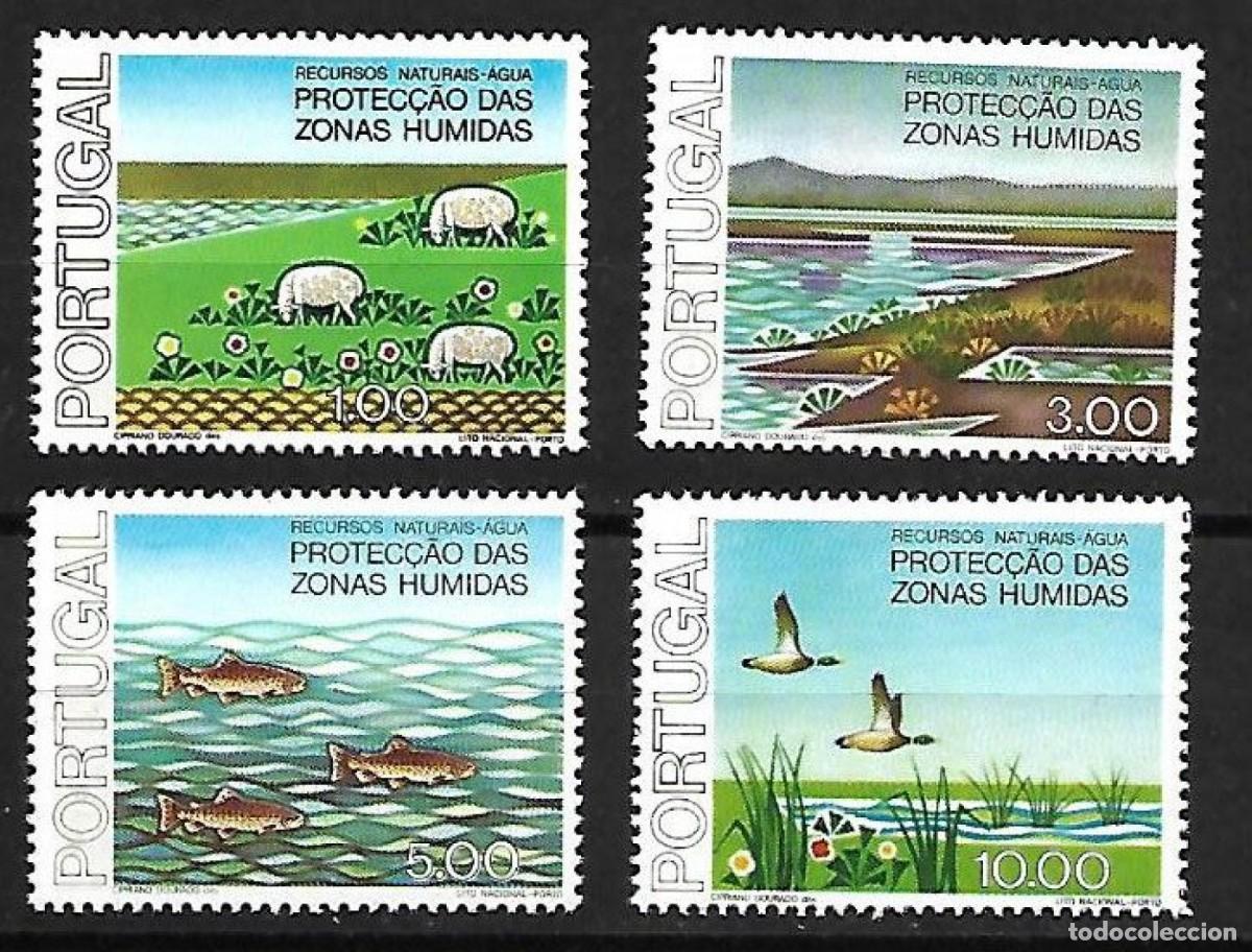 Sellos: PORTUGAL 1996 SERIE 4 STAMPS MNH PROTECCION DE LAS ZONAS HUMEDAS FAUNA PATOS AVES BIRDS PECES OVEJAS