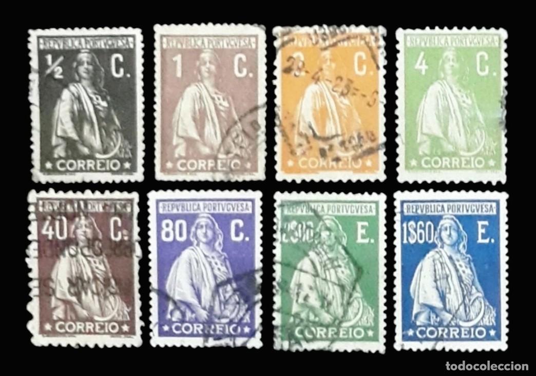 Sellos: PORTUGAL - CERES. BONITO LOTE DE 8 VALORES DIFERENTES. USADO.