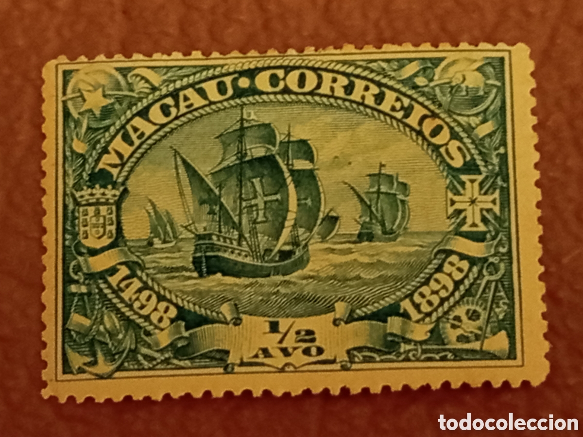Sellos: Sello Macao 1/2 Avo Vasco da Gama 1898 (Scott 91 / Carabela) MH