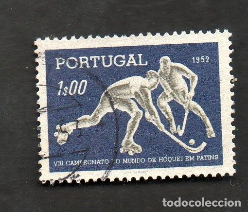 Sellos: FILA SELO PORTUGAL 1952 AF-751 YVERT 762 H&Oacute;QUEI EM PATINS CIRCULADO (O)