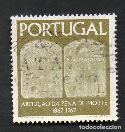 Sellos: FILA PORTUGAL 1967 AF-1017 YVERT 1027 ABOLI&Ccedil;&Atilde;O PENA MORTE CIRCULADO (O)