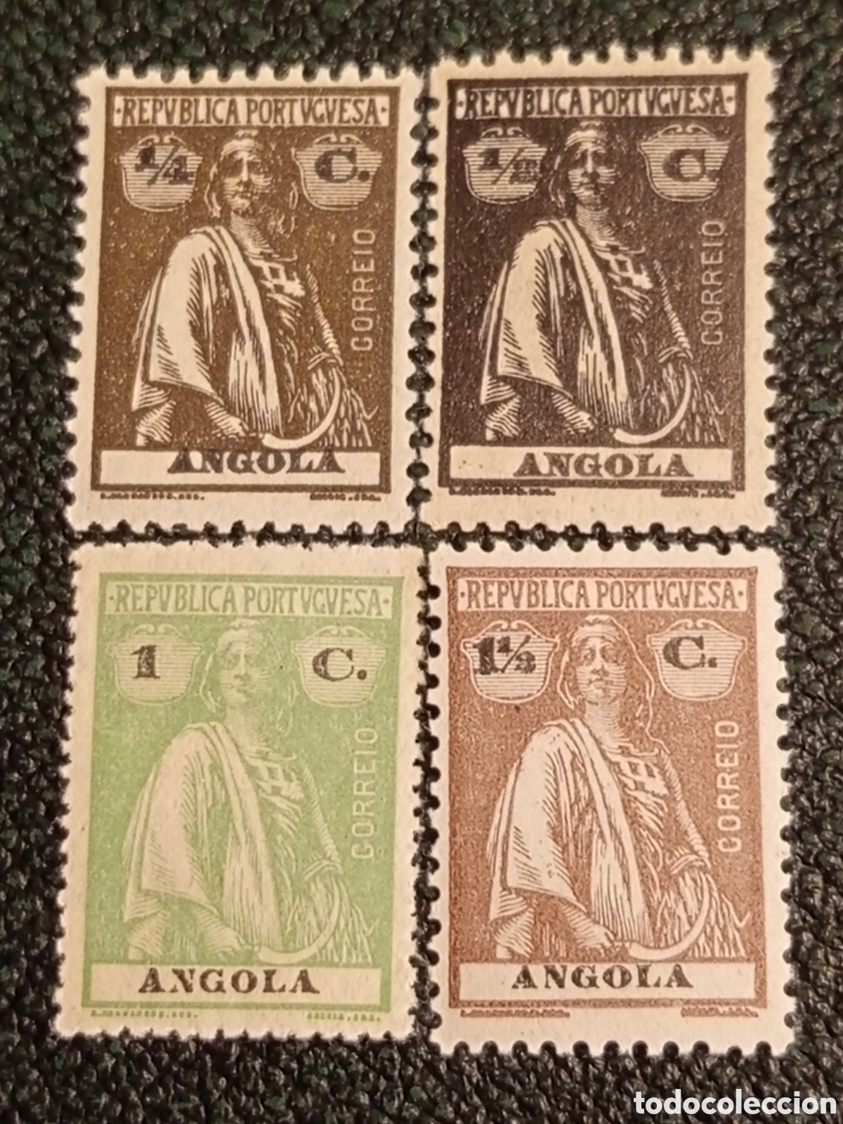 Sellos: Sellos Angola 1914 Ceres Lote 4 Valores Rep. Portuguesa Mundifil 143/145 MNH