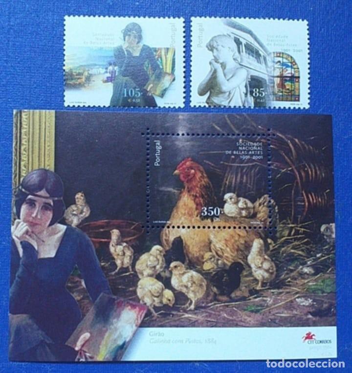 Sellos: SELLOS PORTUGAL 2001 HB + Serie N&ordm; 2481/82 Bellas Artes 3v. Nuevos