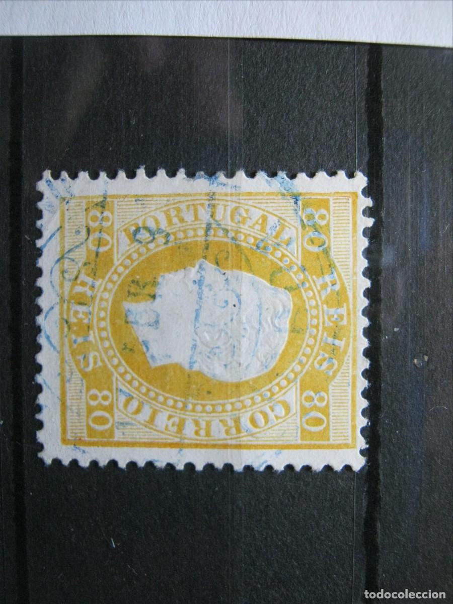 Sellos: PORTUGAL 1870-80 YVERT 43a USADO PUNTO CLARO.