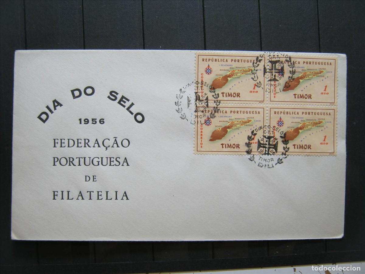 Selos: TIMOR PORTUGAL FDC SPD PRIMER D&Iacute;A, D&Iacute;A DEL SELLO 1956.