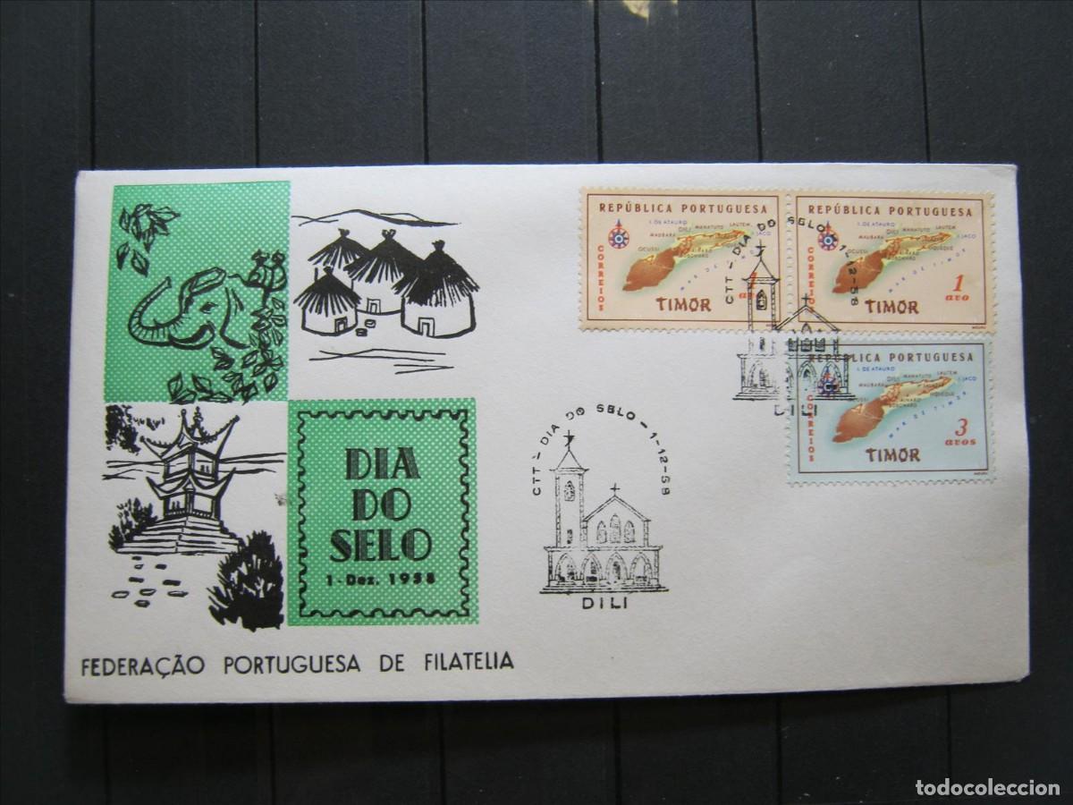 Sellos: TIMOR PORTUGAL FDC SPD PRIMER D&Iacute;A, D&Iacute;A DEL SELLO 1958.