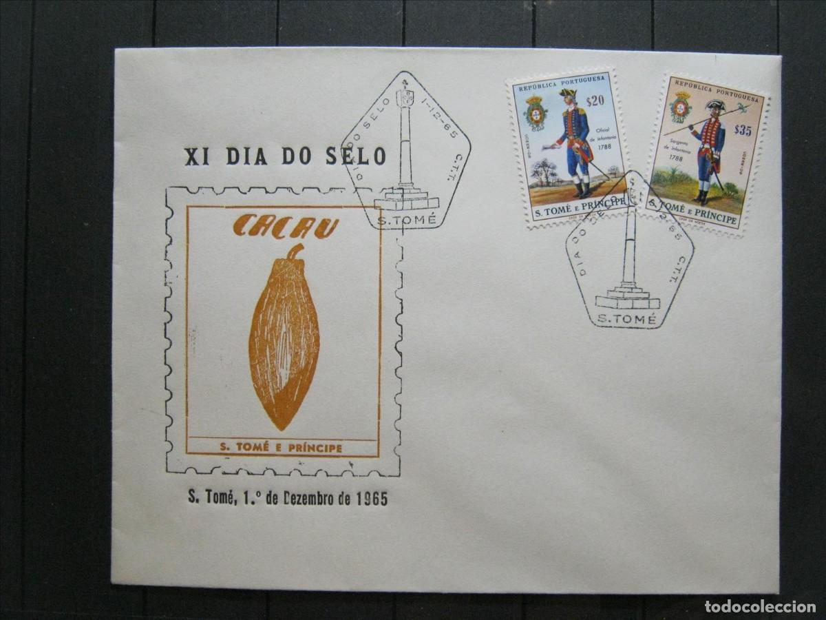 Sellos: SANTO TOM&Eacute; PORTUGAL FDC SPD PRIMER D&Iacute;A, D&Iacute;A DEL SELLO 1965.