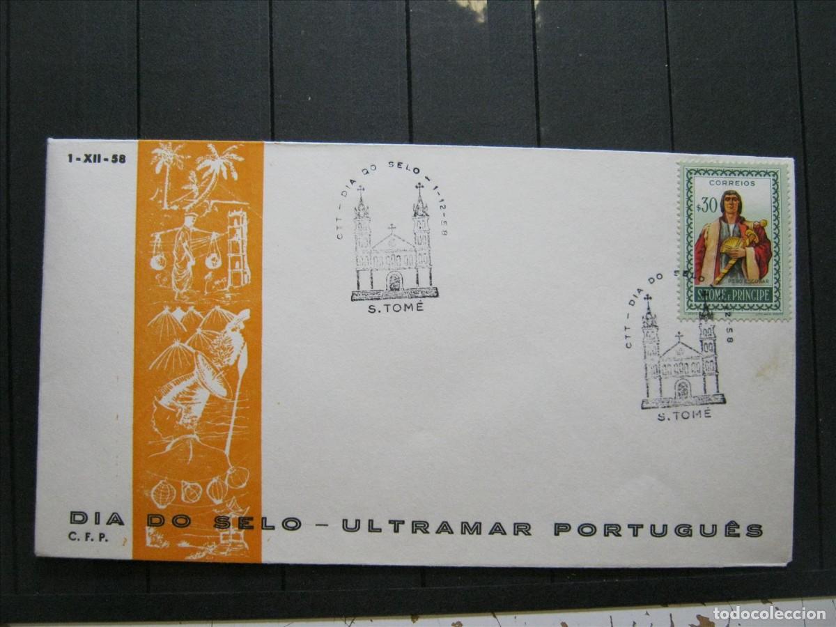 Sellos: SANTO TOM&Eacute; PORTUGAL FDC SPD PRIMER D&Iacute;A, D&Iacute;A DEL SELLO 1958.
