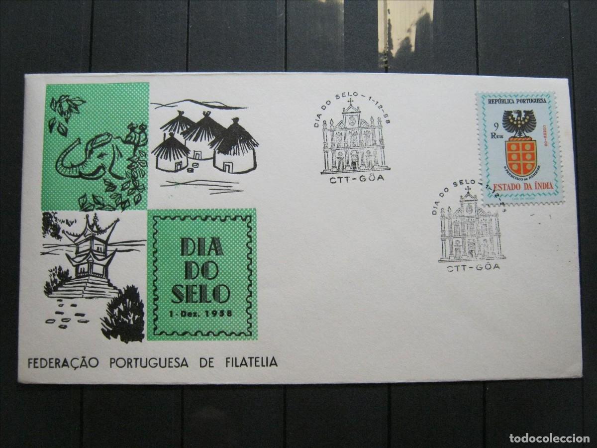 Sellos: INDIA PORTUGUESA PORTUGAL FDC SPD PRIMER D&Iacute;A, D&Iacute;A DEL SELLO 1958.