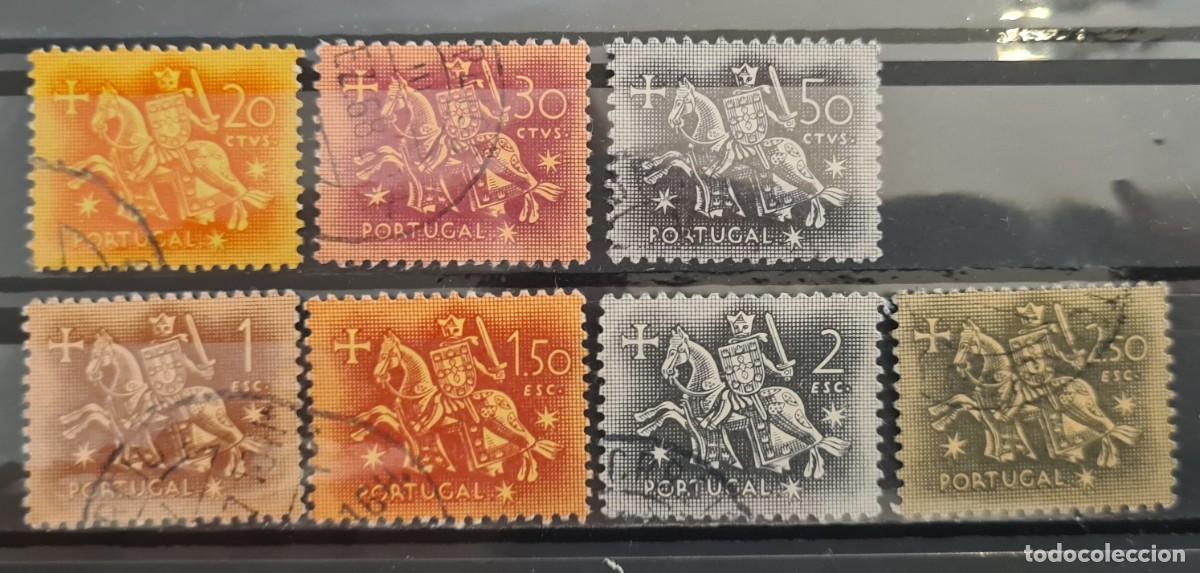 Sellos: Serie de sellos usados de Portugal 1953-56: sello del rey Denis