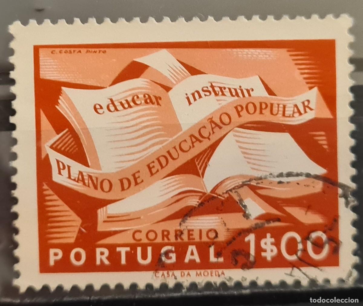 Sellos: Sello usado de Portugal 1954: Campa&ntilde;a de educaci&oacute;n popular