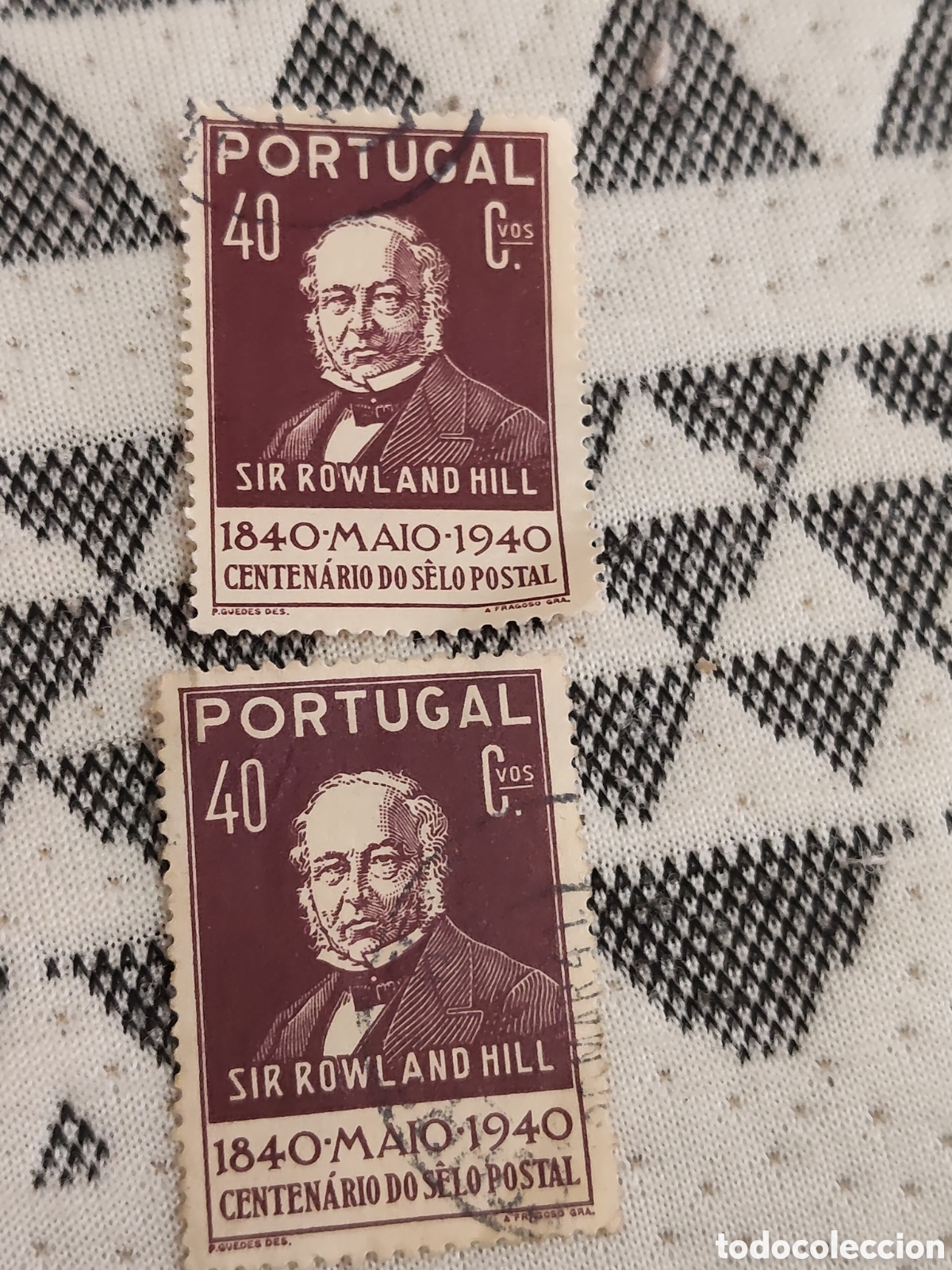 Sellos: 2 Sellos de Portugal Sir Rowland Hill 1940 usados