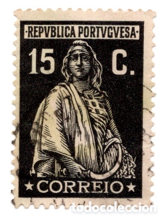Sellos: Portugal Ceres 1926 Emisi&oacute;n de Londres 15c negro usado