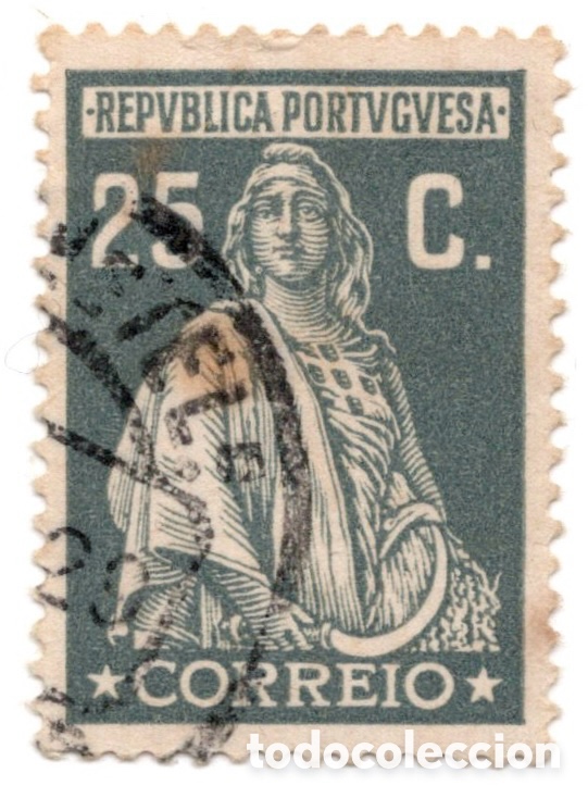 Sellos: Portugal Ceres 1926 Emisi&oacute;n de Londres 25c gris azulado usado