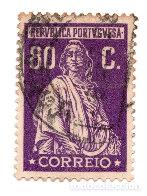 Sellos: Portugal Ceres 1926 Emisi&oacute;n de Londres 80c violeta usado