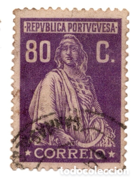 Sellos: Portugal Ceres 1926 Emisi&oacute;n de Londres 80c violeta usado