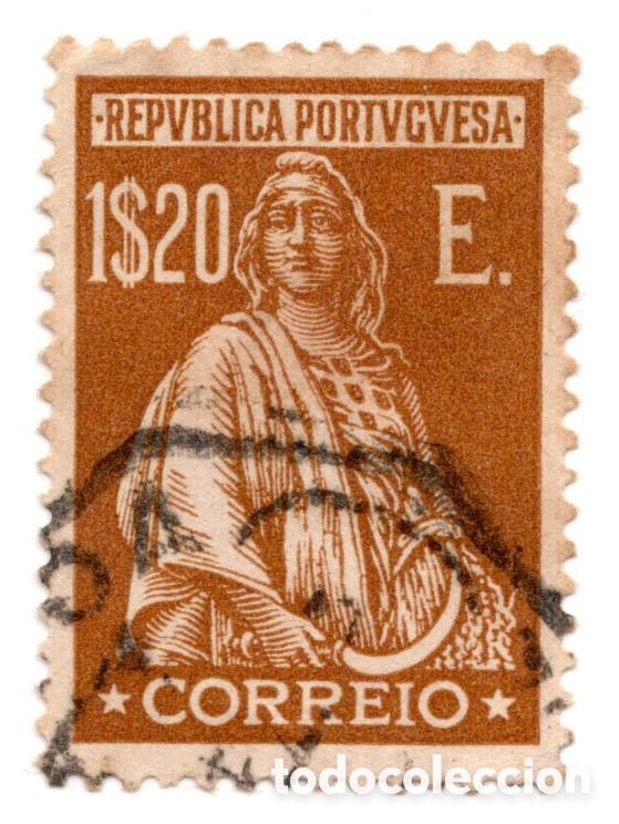 Sellos: Portugal Ceres 1926 Emisi&oacute;n de Londres 1$20 E. casta&ntilde;o anaranjado usado