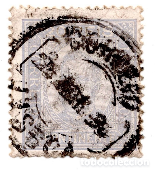 Sellos: Portugal 1892 D. Carlos I Continente 20 reis lila gris usado dent. 13&frac12;
