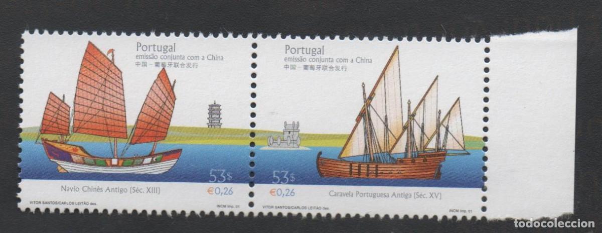 Selos: FILA PORTUGAL 2001 AF-2832-2833 YVERT 2538-2539 BARCOS HIST&Oacute;RICOS NUEVA (**)