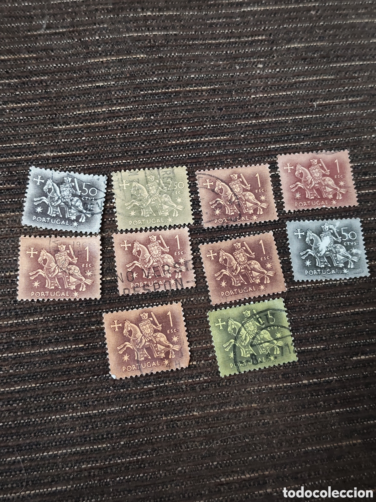 Sellos: 10 sellos de Portugal caballero medieval 1953