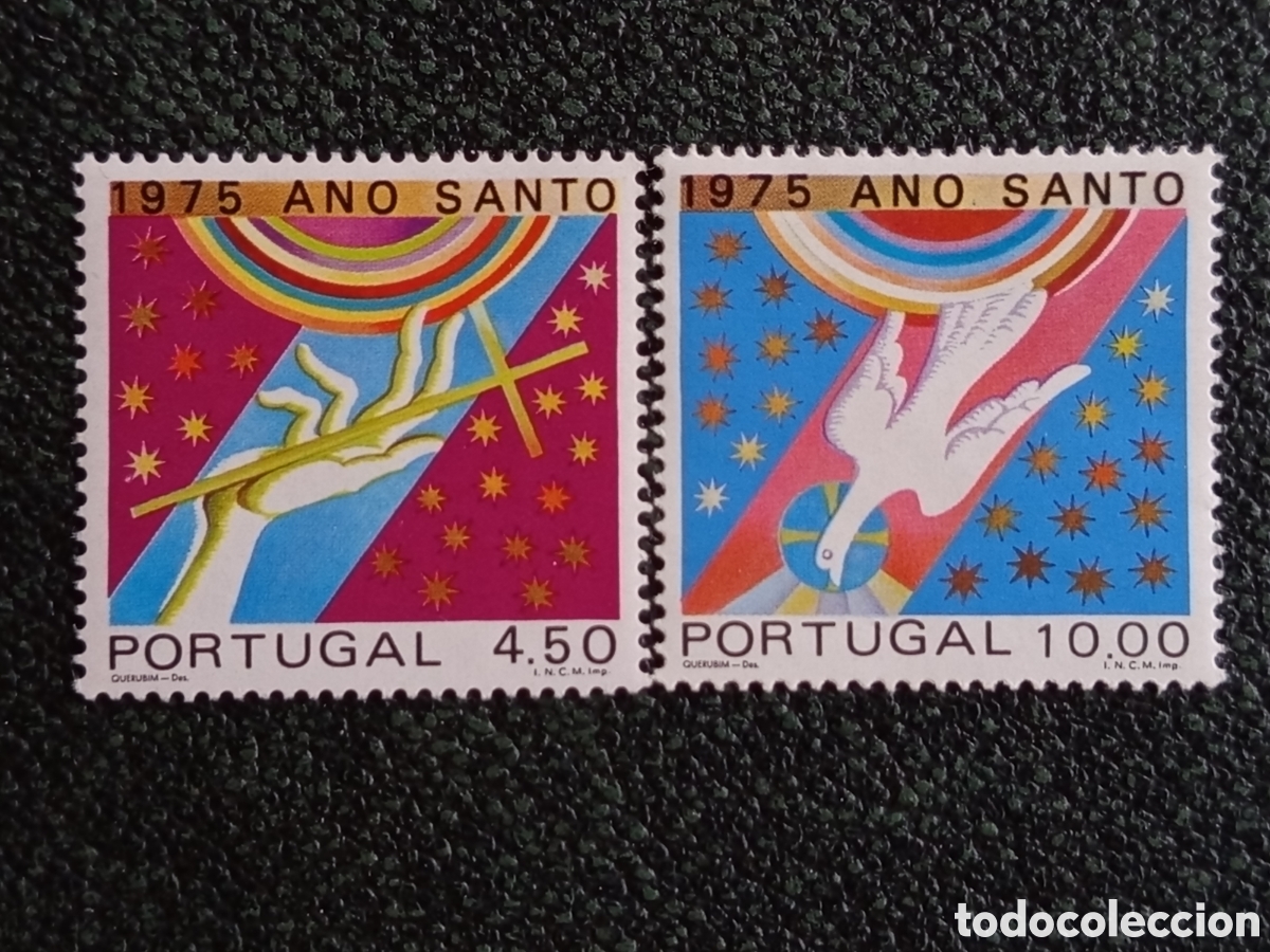Sellos: Pareja Portugal 1975 Ano Santo 4.50y 10.00 Mundifil 1326-1327 MNH