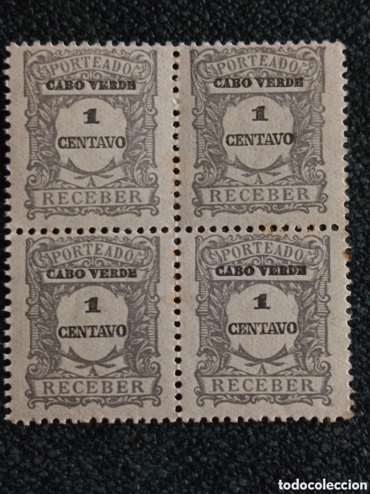 Sellos: Cabo Verde 1921 Tasa Postal Porteado 1 Centavo (Bloque 4) - Yvert/Scott #J23 MNH