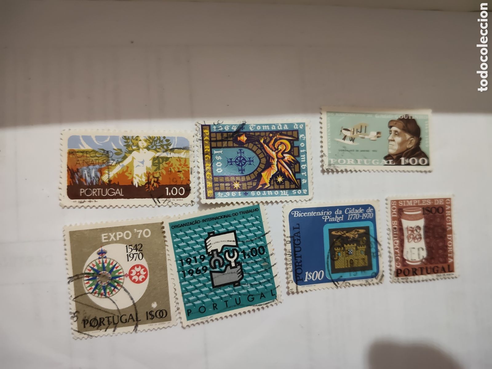 Sellos: 7 sellos antiguos de Portugal variados