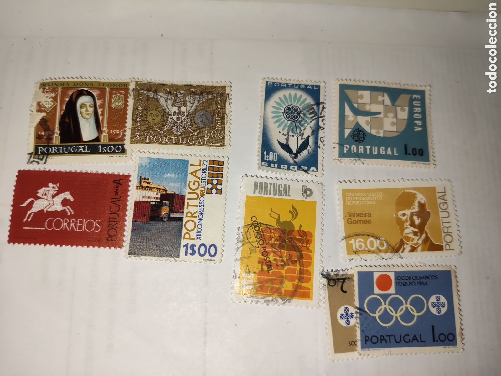 Sellos: 9 sellos antiguos de Portugal variados