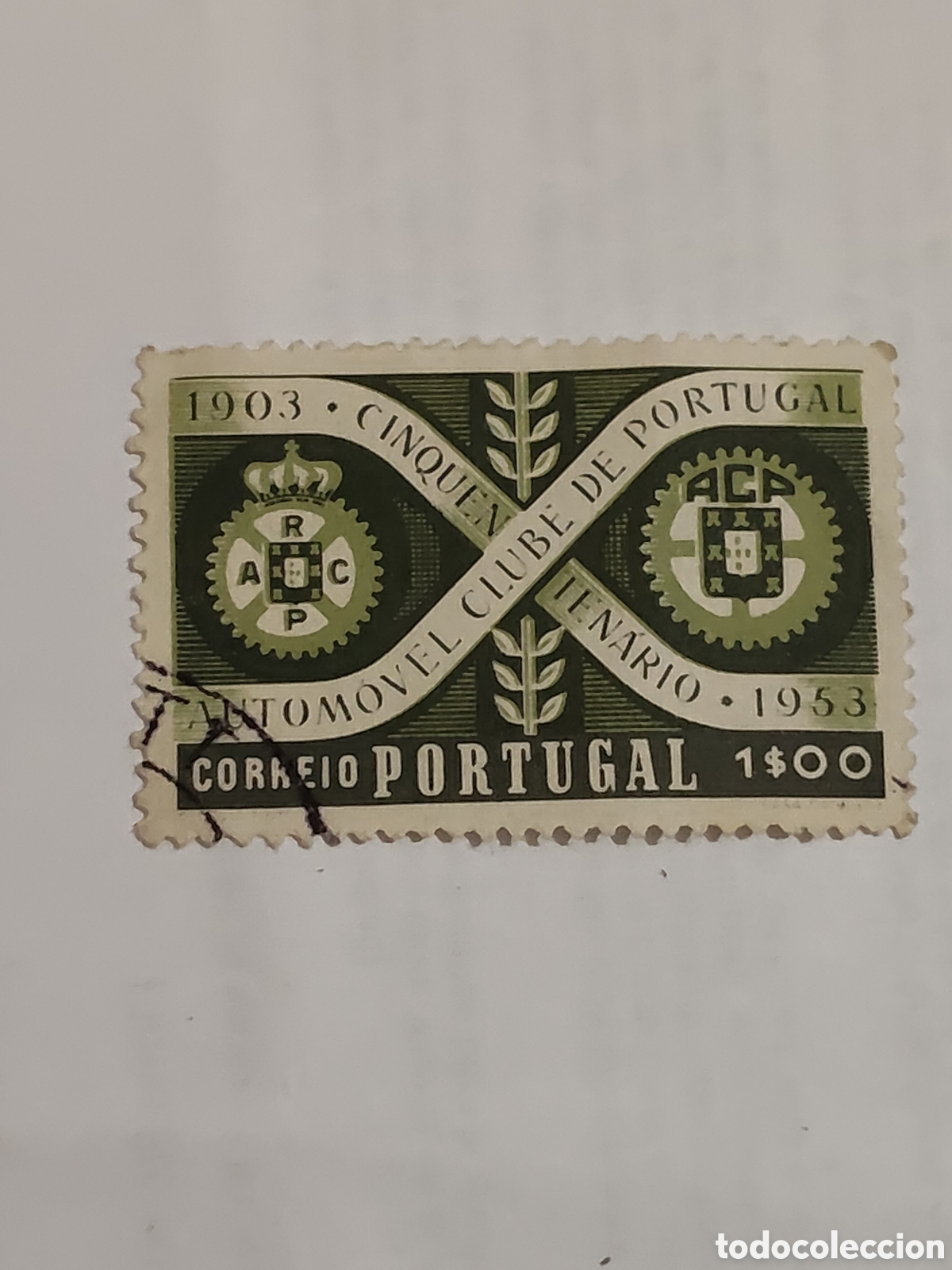 Sellos: Sello de Portugal 50 aniversario del Autom&oacute;vil club de Portugal 1953