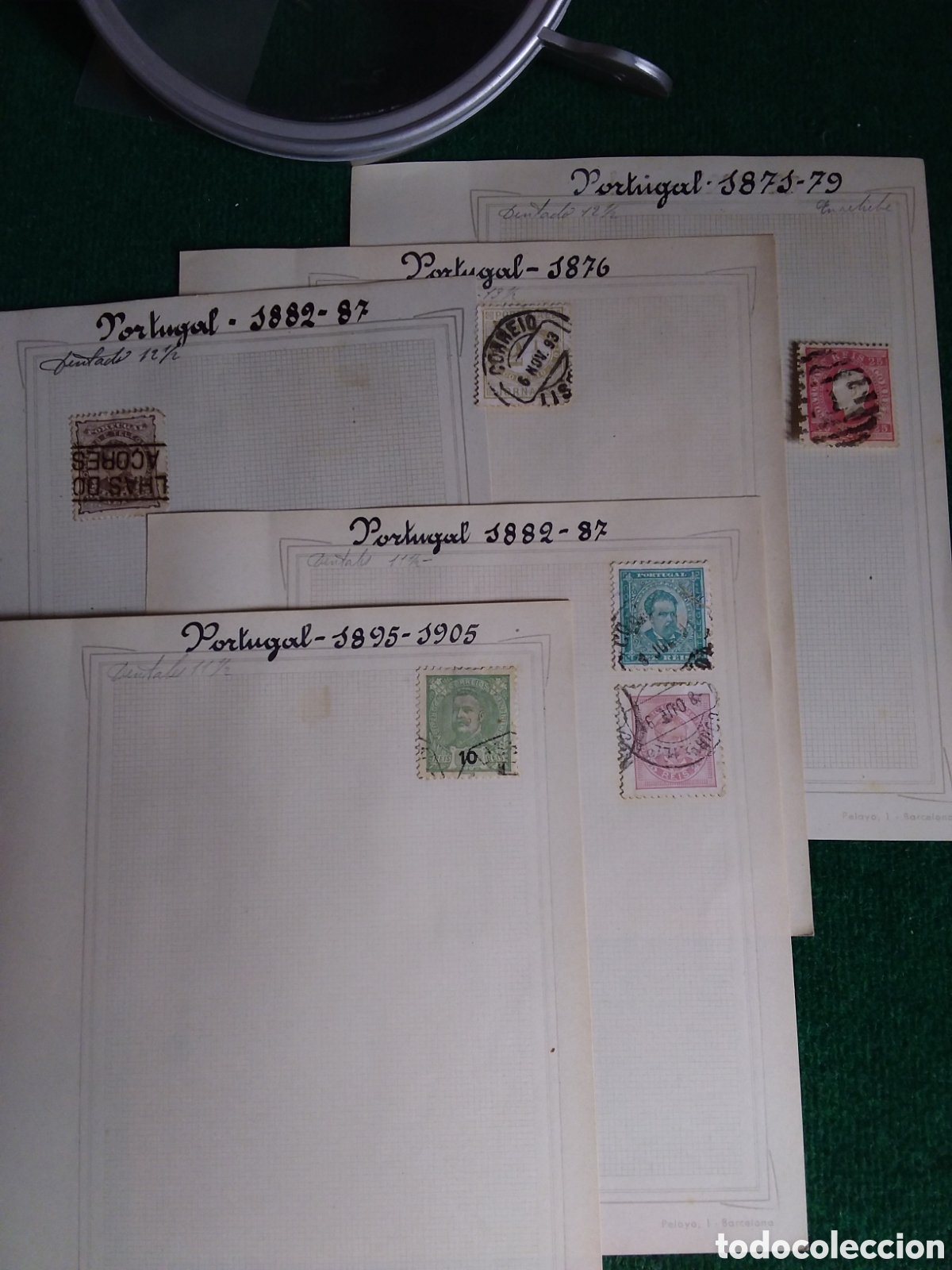 Sellos: PORTUGAL 17 HOJAS CON SELLOS DE 1871/1934