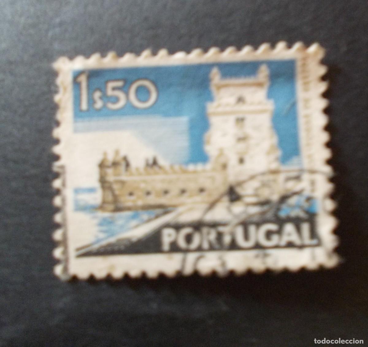 Stamps: Sello Portugal 1$50 Torre de Bel&eacute;m monumento Unesco hist&oacute;rico portugu&eacute;s 1972