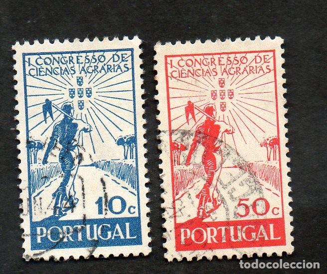 Briefmarken: FILA 1943 PORTUGAL AF-634-635 YT 645-646 CONGRESSO CI&Ecirc;NCIAS AGRARIAS CIRCULADO
