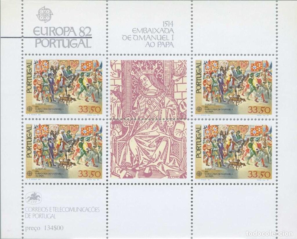 Stamps: Portugal 1982 Scott 1538a Sellos ** HB Europa (CEPT) Embajada del rey Manuel I ante el Papa