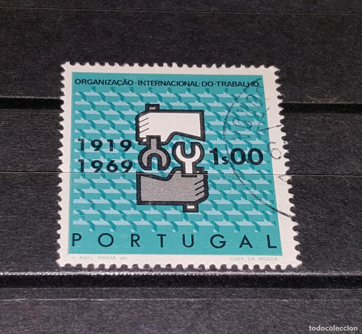 Stamps: Sello usado. 50 Aniv&ordm; O. Internacional de Trabajadores. 1 escudo. 1969. Yvert 1057