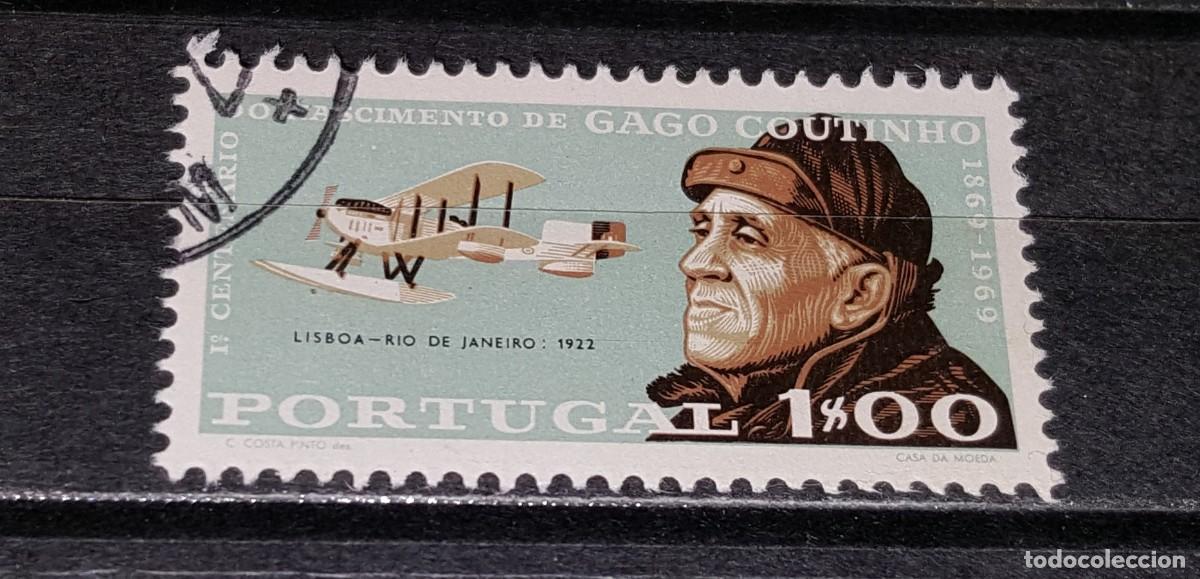 Sellos: Sello usado. 100 Aniv&ordm; muerte aviador Gago Coutinhos. 1 escudo. 1969.Yvert 1065.