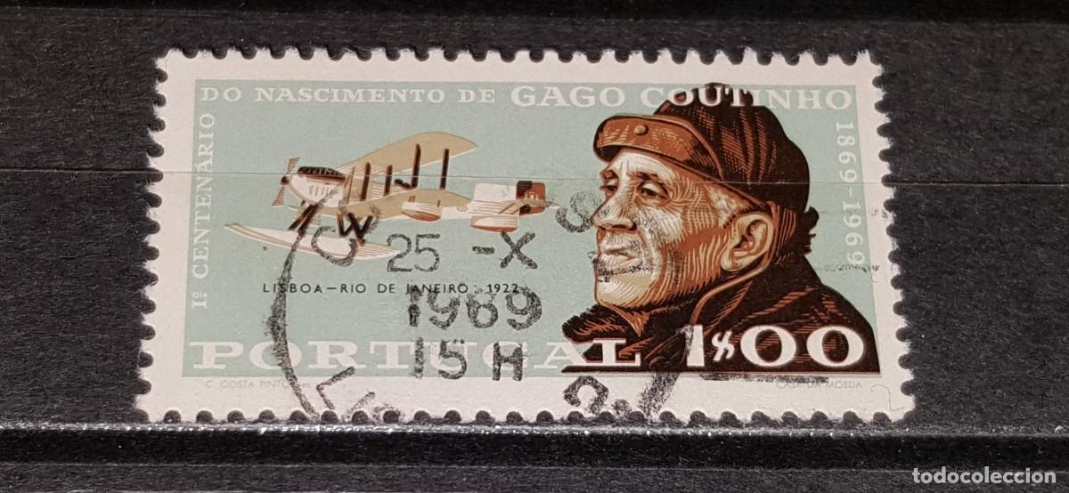 Sellos: Sello usado. 100 Aniv&ordm; muerte aviador Gago Coutinhos. 1 escudo. 1969.Yvert 1065.