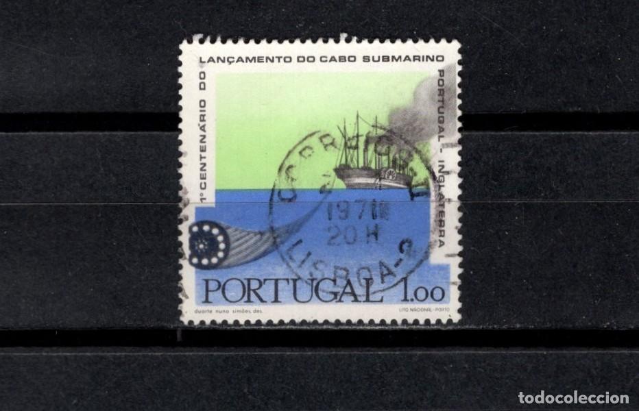 Sellos: Sello usado. Centenario Cable telegr&aacute;fico Portugal-Gran Breta&ntilde;a. 1 escudo. 1970. Yvert 1093.