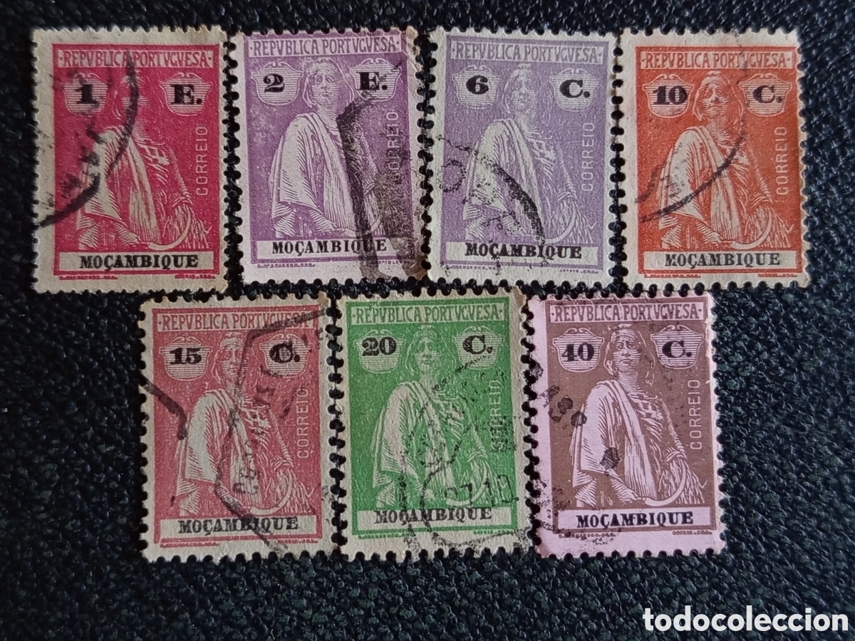 Sellos: Lote 7 Sellos Mozambique 1914 Serie Ceres Usados (Cat&aacute;logo Scott #149/160 / Michel #145/154)