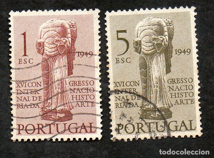 Sellos: FILA 1949 PORTUGAL AF-713-714 YT 724-725 HIST&Oacute;RIA DA ARTE CIRCULADO