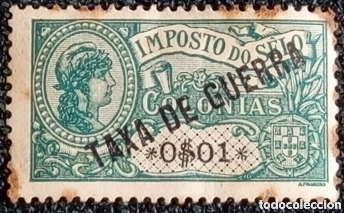 Briefmarken: Sello Portugal Colonias 1919 Taxa de Guerra Imposto do Selo 0$01 Scott MR1