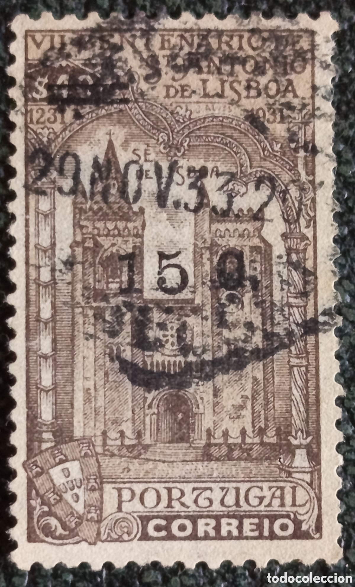 Sellos: Sello Portugal 1933 San Antonio Habilitado 15c Usado (Scott #480 / Yvert #549)