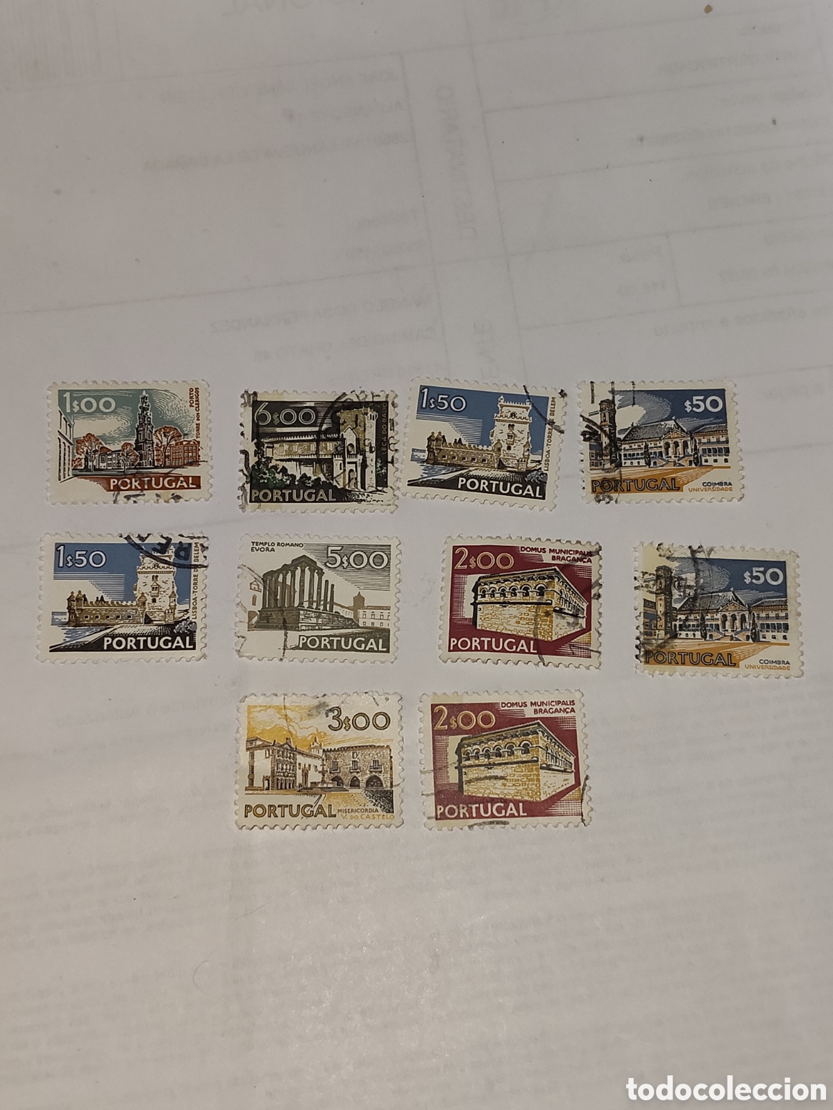 Sellos: 10 sellos de Portugal Arquitectura y castillos hist&oacute;ricos 1972