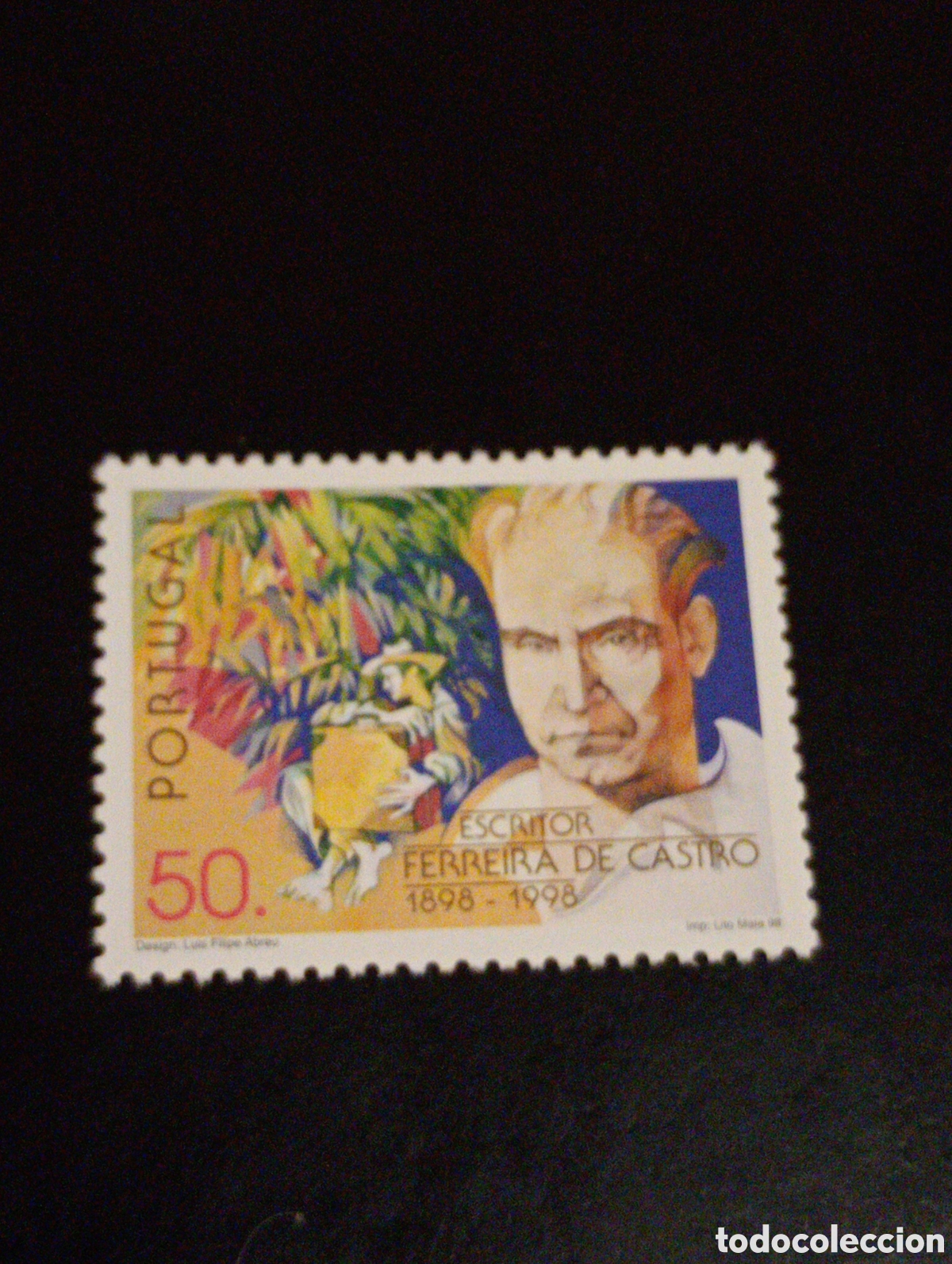 Sellos: PORTUGAL 1998 50 ANIVERSARIO DEL NACIMIENTO DEL ESCRITOR FERREIRA DE CASTRO