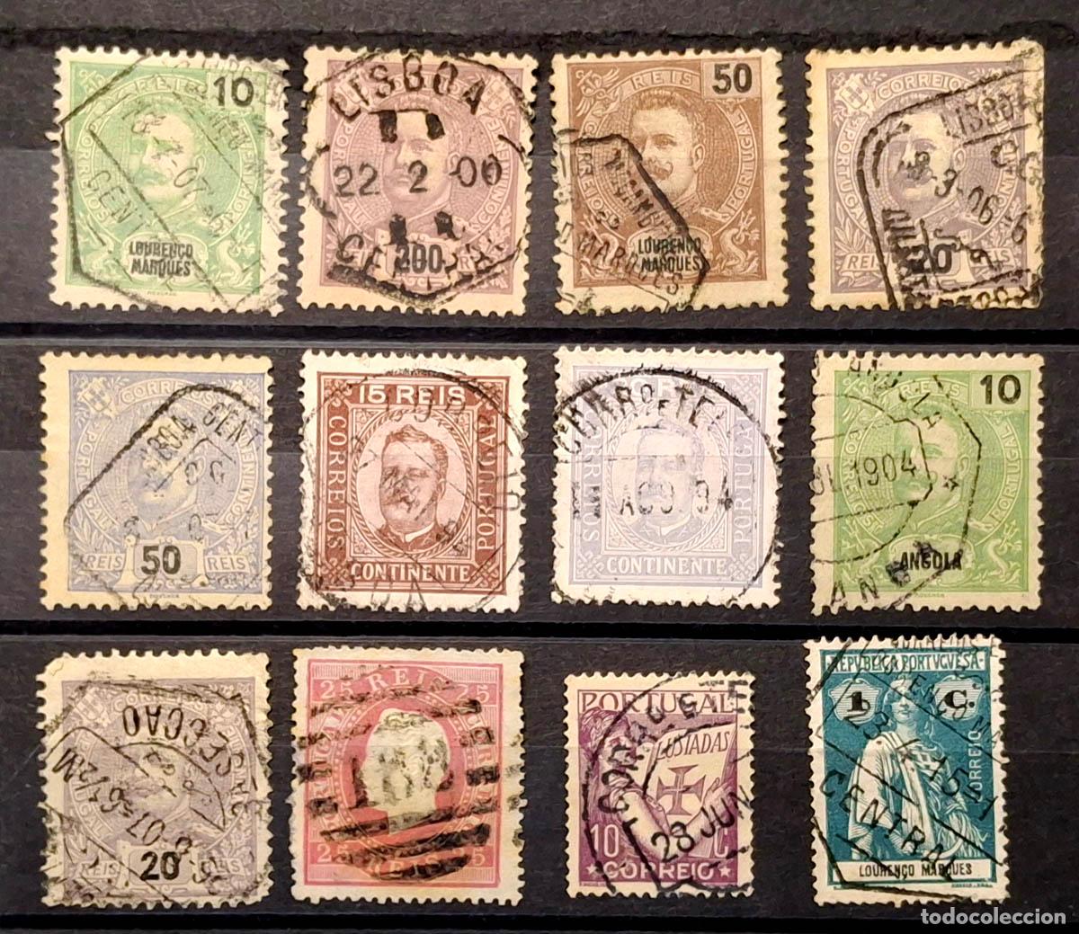 Sellos: 12 sellos de Portugal, Siglo XIX